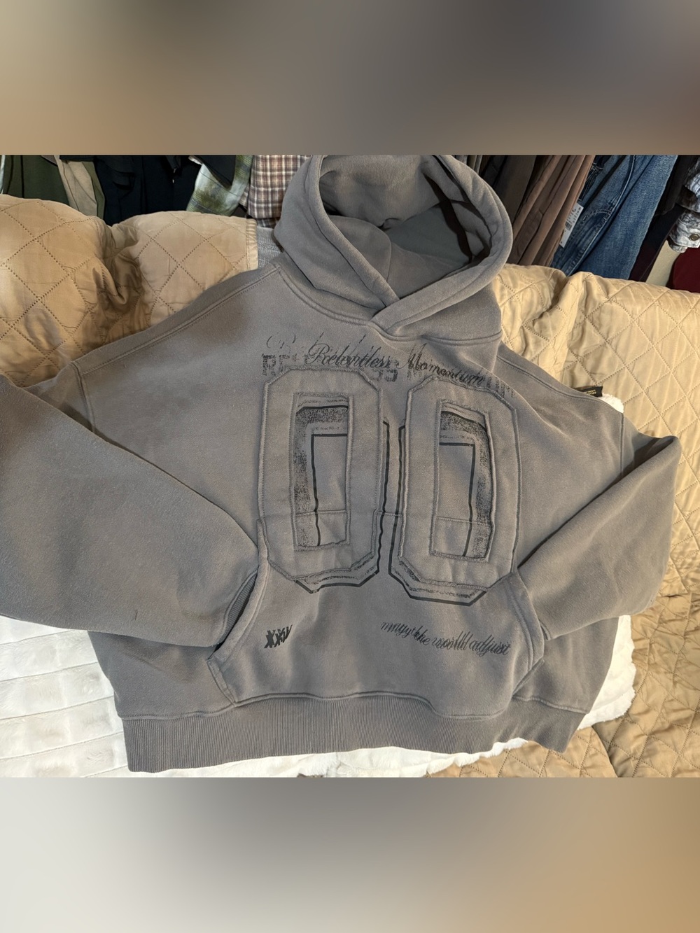 PacSun Gray Men's Hooded Sweatshirt with '00' Front Detail